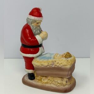 VTG MID CENTURY SANMYRO JAPAN 6" SANTA W/ BABY JESUS CERAMIC FIGURE Christmas A1
